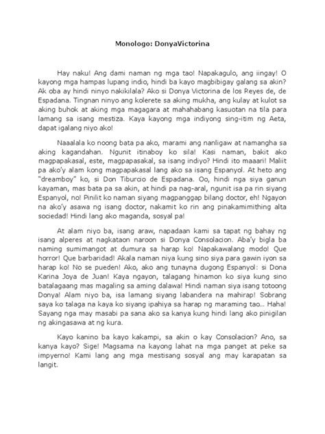 donya victorina monologue el filibusterismo|Donya Victorina .